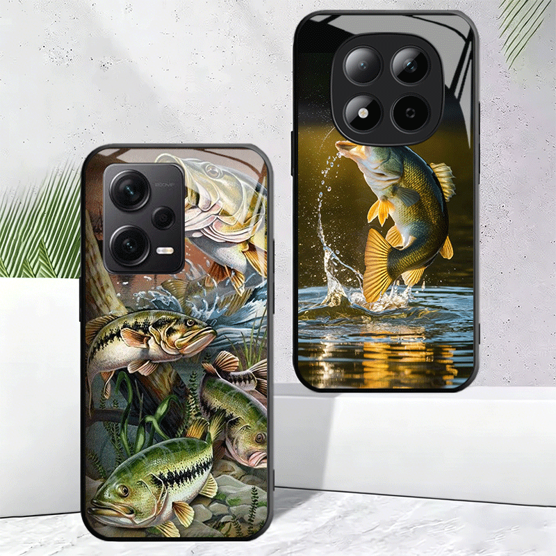 Fishing Rod Case - Karpfen-Angelruten-Design Gehärtete Glas-Handyhülle für Xiaomi Redmi