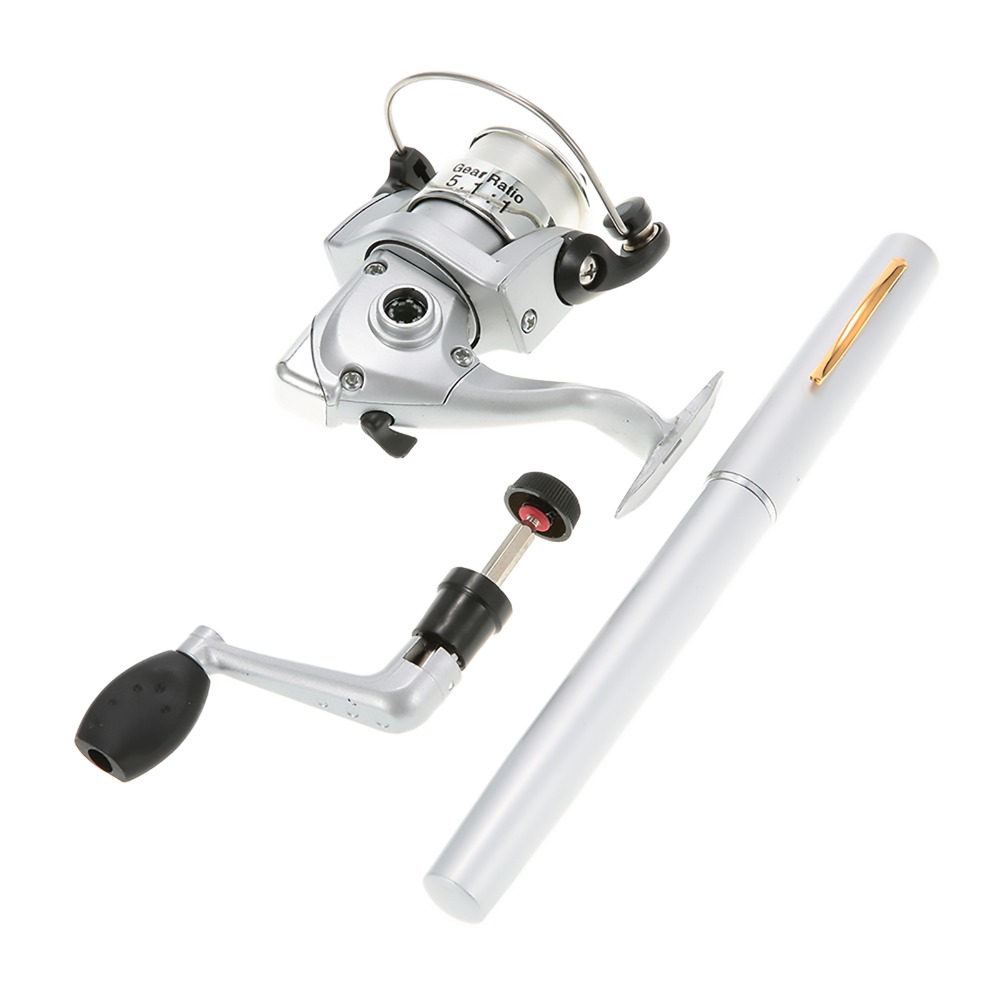 Fishing Rod Fly - Tragbare Teleskop-Taschenangelrute Leichtgewichtige Silberne Stift-Angelrute Mini-Stift-Angelrute