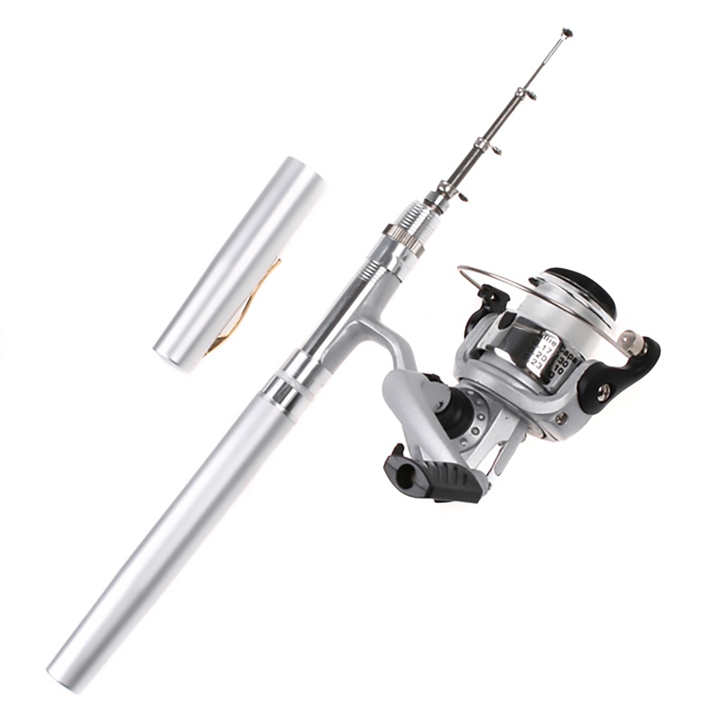 Fishing Rod Fly - Tragbare Teleskop-Taschenangelrute Leichtgewichtige Mini-Stift-Angelrute mit Rolle