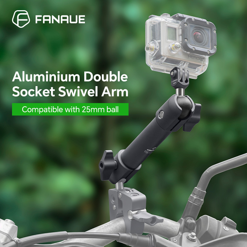 Fishing Rod Holder - FANAUE Motorrad-Telefonhalter, Kugelkopf, drehbare Zwei-Wege-Pleuelstange, 15